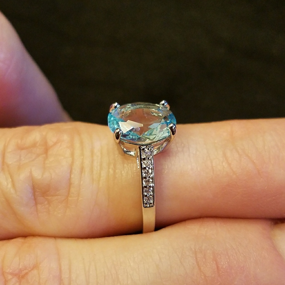 White topaz and aquamarine ring - Picture 4 of 4